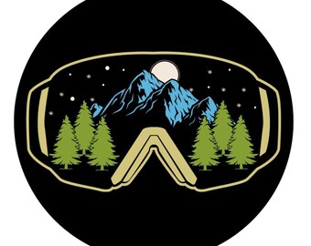Snowboarder - Skiing - Vinyl Decal -3" Round - Snowboarder - Hiking - Hippie