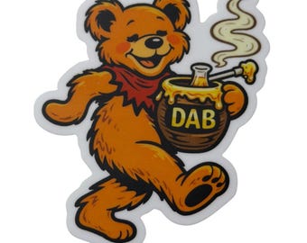Grateful Dead 3"  Vinyl Sticker Dancing Bear Dab, Honey Pot for Car, Tumbler, Laptop, Boat, Etc.