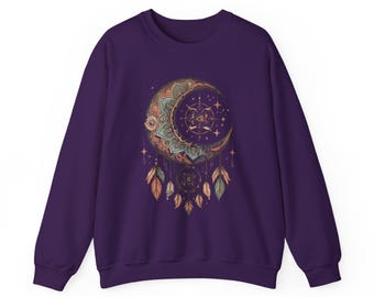 Crescent Moon Dreamcatcher-sweater: boho-hippiefestivalstijl