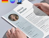 Moderner digitaler Lebenslauf Vorlage in deutsch, editierbare CV Vorlage für Word und Canva für Bewerbung & Karriere, Motivationsschreiben