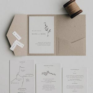5x7 Trifold Hochzeitseinladung, vorgefertigte A7 Pocket Einladungen, 25 pro Paket