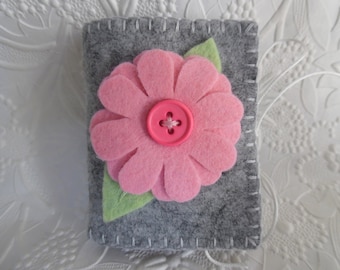 Pink Felt Flower Needle Book Wool Needle Case Pins Pinkeep