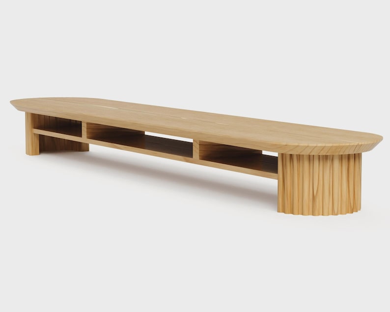Cozy Monitor Stand - Large Solid Wood 46 Inch | Maple | Ergonomic Fluted Gamer Girl Aesthetics Bild 8