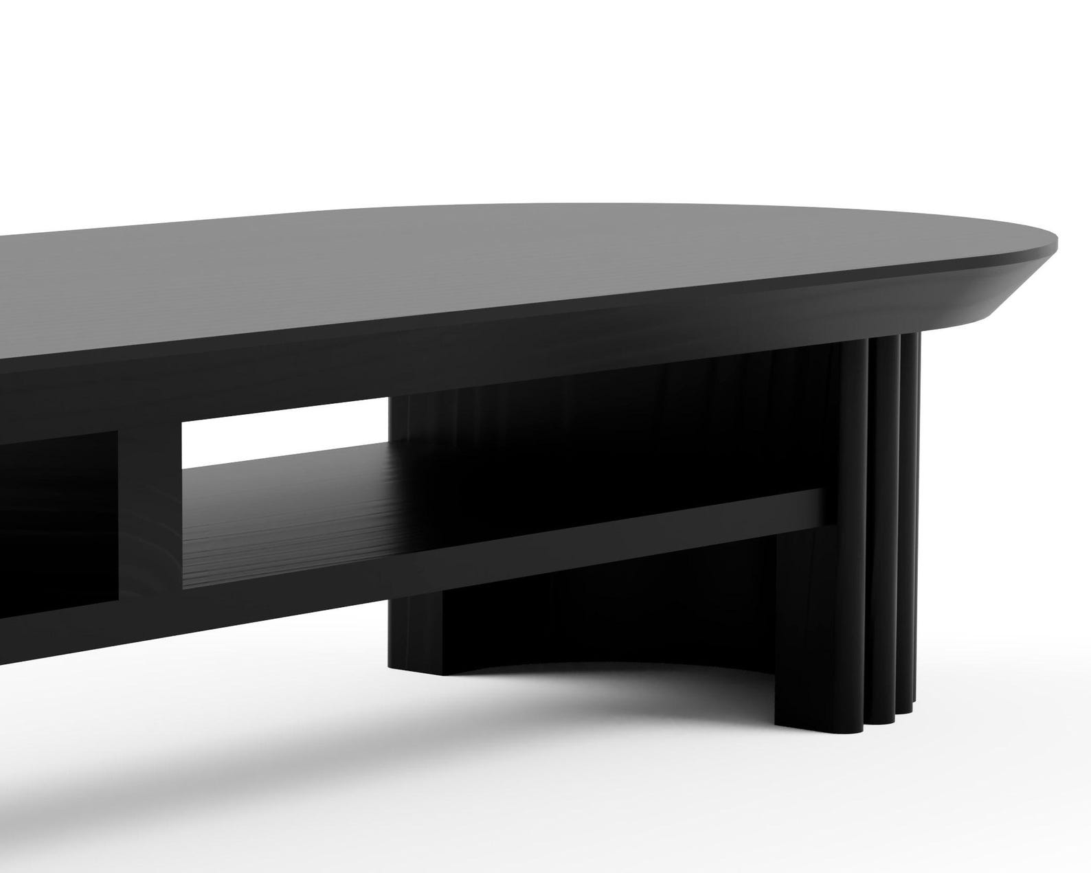 Fluted Table Riser Large Fluted Black Wood Monitor Stand – 46 Inch Desk Riser - Etsy