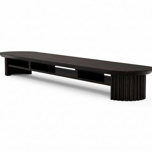 Fluted Monitor Stand - Handmade Large Solid Wood Desk Riser | Dark Walnut Bild 7