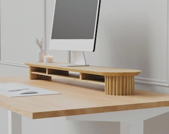 Large Maple Monitor Stand - Ergonomic Desk Riser, Home Office
