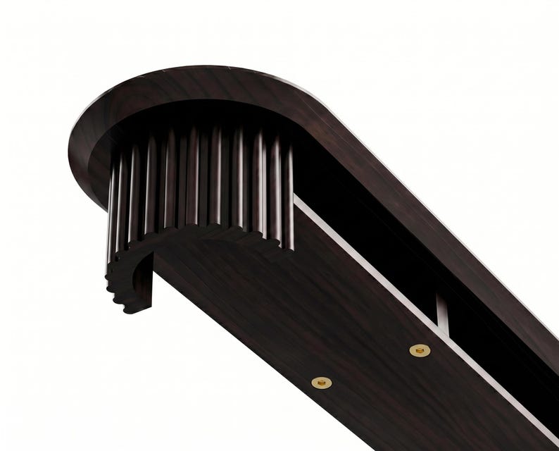 Fluted Monitor Stand - Handmade Large Solid Wood Desk Riser | Dark Walnut Bild 8