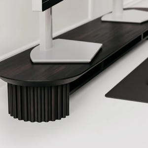 Fluted Monitor Stand - Handmade Large Solid Wood Desk Riser | Dark Walnut Bild 5
