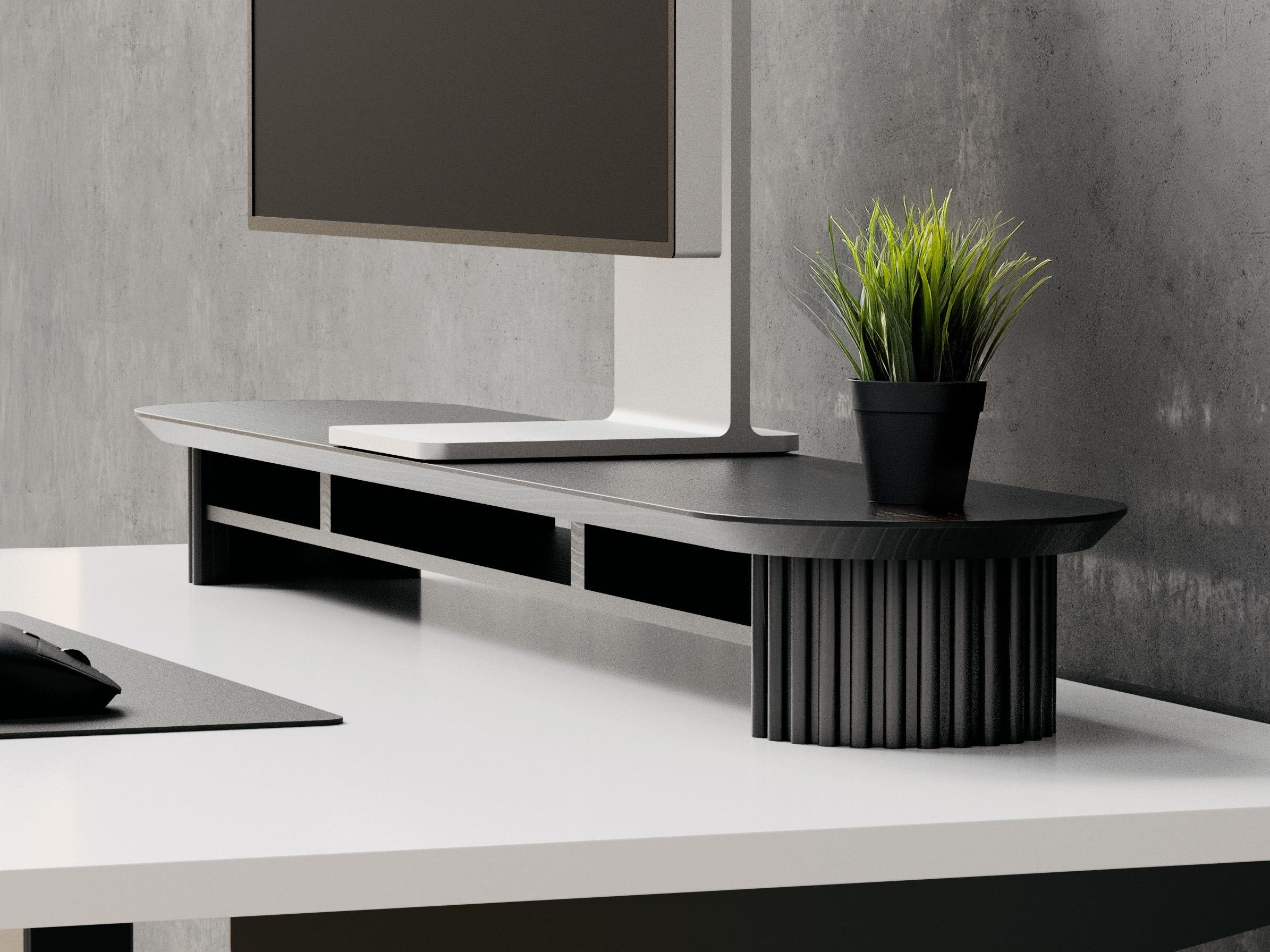 Fluted Monitor Stand - 46 Inch Large Solid Wood Desk Riser | Supports ...