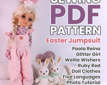 Easter Jumpsuit PDF Sewing Pattern for 13” Dolls – Easy DIY Photo Tutorial