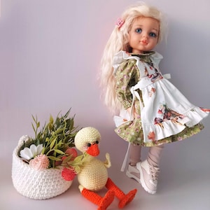 Conjunto de vestido floral para muñecas hecho a mano: estilo rústico vintage para muñecas de 13&quot;