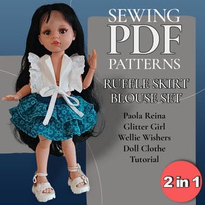Ruffle Skirt & Blouse PDF Sewing Pattern for 13&quot; Dolls
