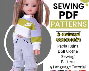 Handcrafted Sewing Patterns for Paola Reina Dolls: 3-Colored Sweatshirt Tutorial, Unique & Easy DIY Designs