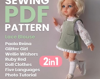 Pinafore Lace Doll Dress Sewing Pattern: Fits 13" Dolls (PDF Pattern)
