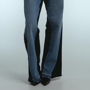 Unique vintage patchwork jeans, embroidered recycled denim trousers, vintage pants, vintage clothing, upcycled jeans