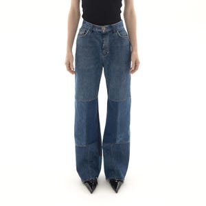 Blue Jeans, Patchwork Jeans, Upcycled Jeans, Upcycled Clothing, Vintage Denim, Wide Leg, Relaxed fit, Custom Jeans&#39; color and length
