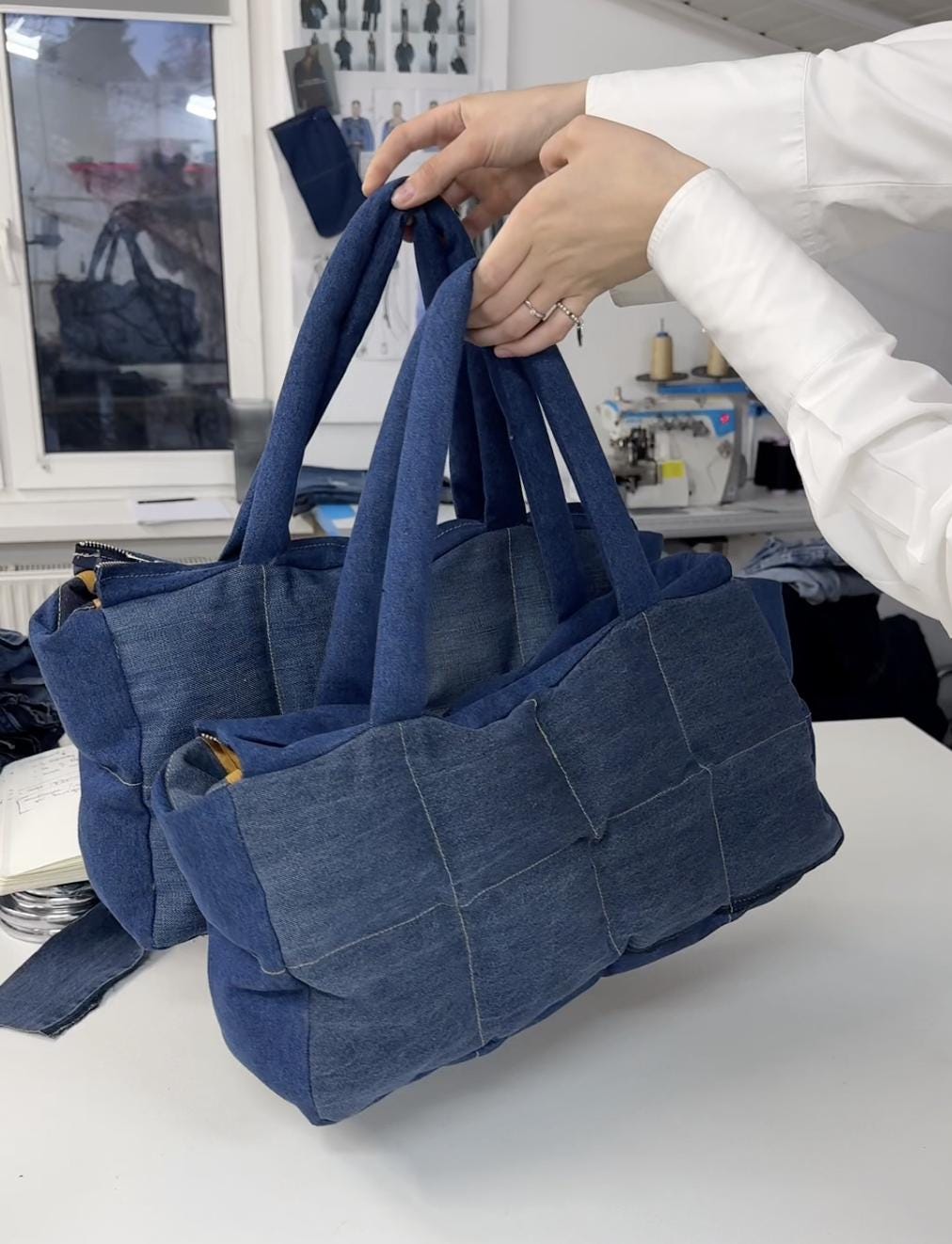 【COSYHARU】Rip denim pants bag Zip Top Denim Bag - Etsy