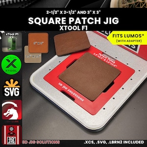 xTool F1 Laser Jig | Square Leather Hat Patches | Laser Engraving Jig for Laserable Leatherette, Fiber Laser Template, XCS Files