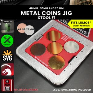 xTool F1 Laser Jig | Metal Coin Laser Engraving Jig | Fits 3 size Challenge Coins & Brass Nickels Alignment Fixture, Fiber Laser Template