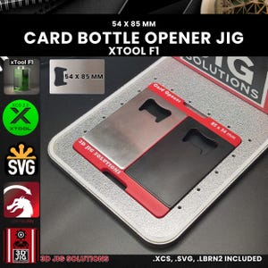 xTool F1 Laser Jig | Flaschenöffner Lasergravur Jig | Metall-Kreditkarten- und Spielkarte-Bieröffner, Faserlaser-Vorlage, XCS-Dateien