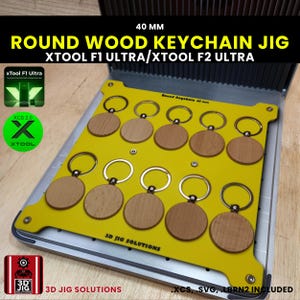 Gabarit de gravure laser pour porte-clés xTool F1 Ultra et F2 Ultra : bois de bambou rond de 40 mm