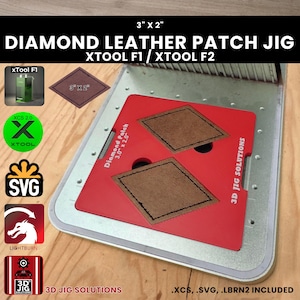 xTool F1 & F2 Leather Hat Patch Laser Engraving Jig | Diamond shaped Leatherette