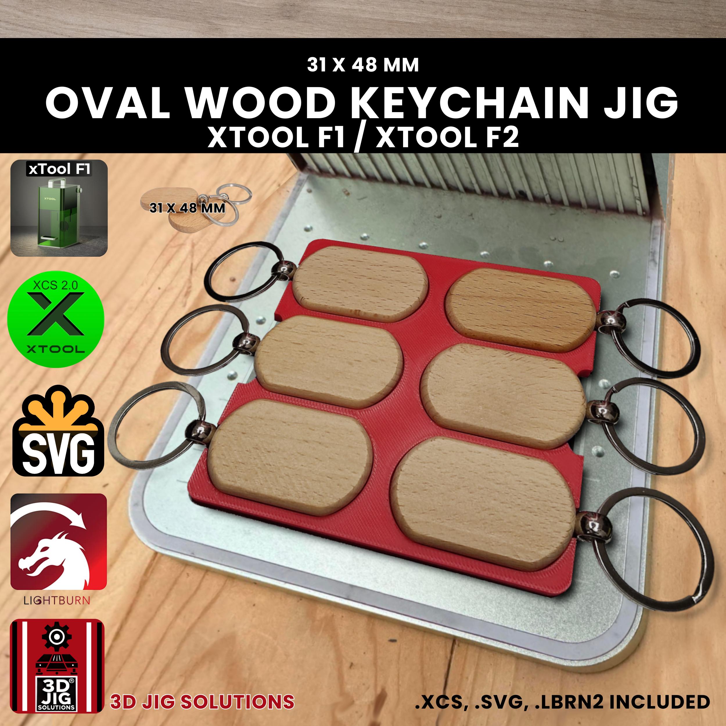 Xtool F1 & F2 Oval Keychain Laser Engraving Jig: Bamboo Rounded