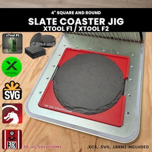 xTool F1 & F2 Slate Coaster Laser Engraving Jig: 4-Inch Round and Square
