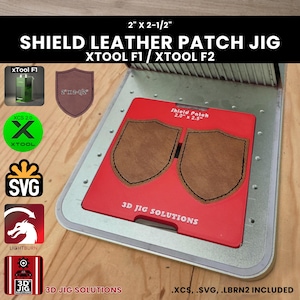 xTool F1 & F2 Leather Hat Patch Laser Engraving Jig | Shield Shaped Leatherette