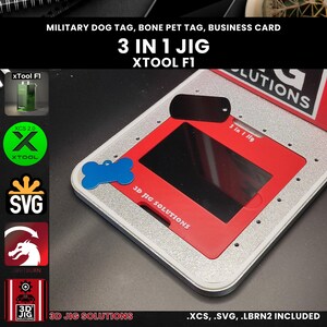 Gabarit laser xTool F1 | Cartes de visite en métal, médaille militaire et médaille en forme d'os pour animaux de compagnie | Gabarit de gravure laser 3 en 1, modèle laser à fibre optique, fichiers XCS