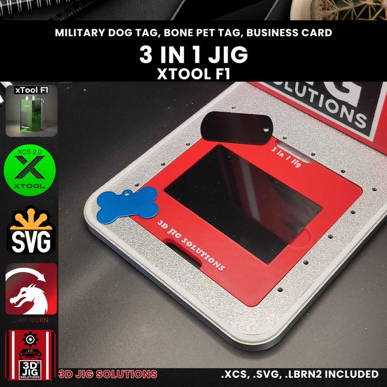 Xtool F1 Laser Jig | Metal Business Cards, Military Tag & Bone Shaped ...