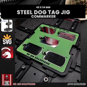 ComMarker Stainless Steel Dog Tag Jig: Military Tags Alignment Fixture + SVG File