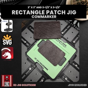 ComMarker ジグ | 長方形帽子パッチ | レーザー加工可能な合成皮革用レーザー彫刻ジグ、ファイバーレーザーテンプレート、SVG ファイル