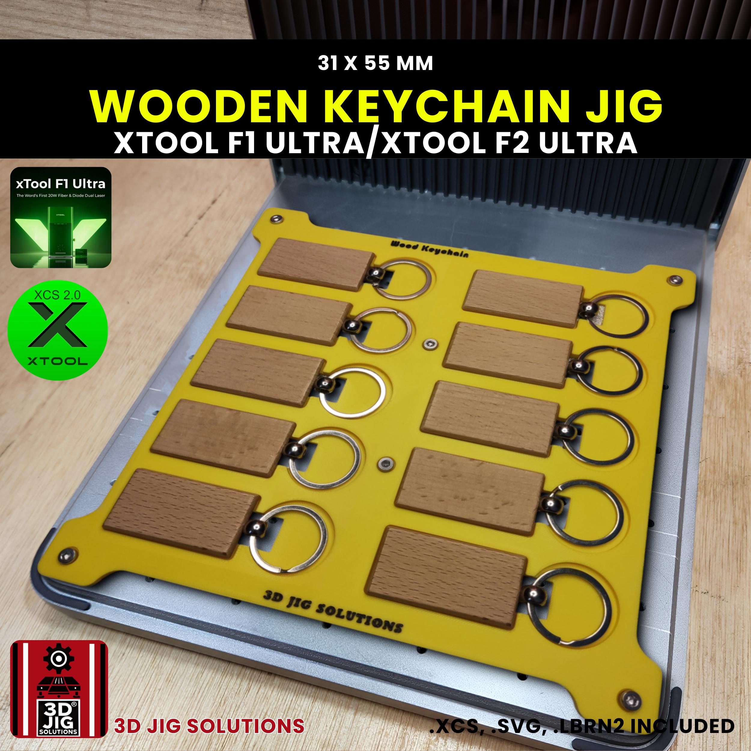 NATAL DESIGN×WOODFUEL×GO OUT×KOREA Xtool F1 Ultra & F2 Ultra Keychain Laser Engraving Jig | Rectangle