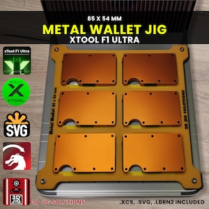 xTool F1 Ultra Laser Jig | Metall Brieftasche Lasergravur Jig | Ridge & RFID Wallets Alignment Fixture, Faserlaser Vorlage, XCS Dateien