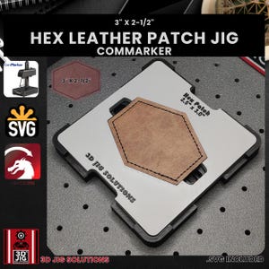 Leather Hat Patch Jig | ComMarker Laser Engraving Jig for Hexagon Leatherette Patch, Fiber Laser Template, SVG Files