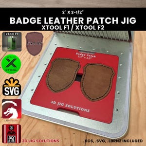 xTool F1 & F2 Leather Hat Patch Laser Engraving Jig | Badge Shaped Leatherette