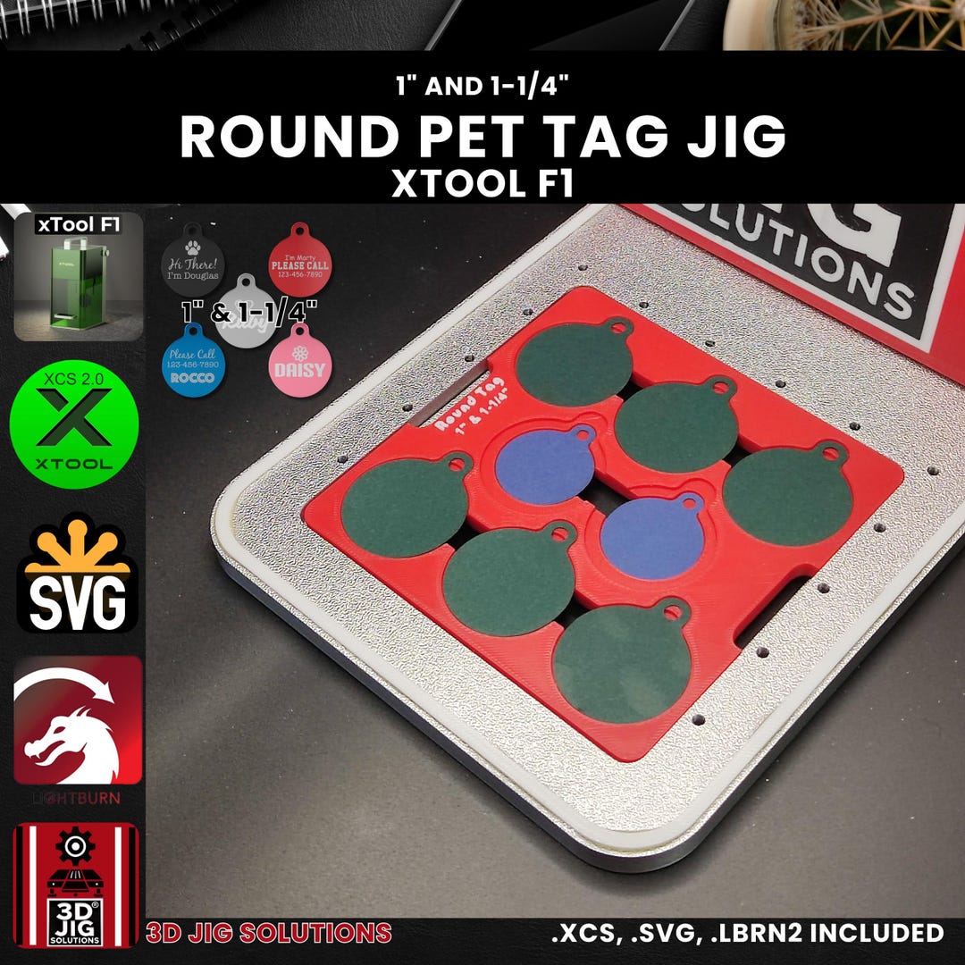 Xtool F1 Laser Jig | Round Pet Tag Laser Engraving Jig | Metal Pet ID ...