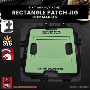 Laser template for ComMarker, hat patch jig for consistent engraving on rectangle leather hat patches, SVG files provided.
