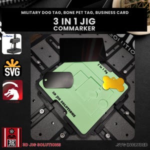Gabarit laser ComMarker | Cartes de visite en métal, médaille militaire et médaille en forme d'os pour animaux de compagnie | Gabarit de gravure laser 3 en 1, modèle laser à fibre optique, fichiers SVG