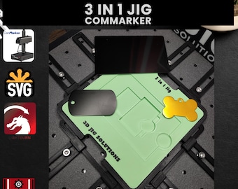 ComMarker 3-in-1 Lasergravur Jig: Metall-Visitenkarten, Haustiermarke, Militärmarke + SVG