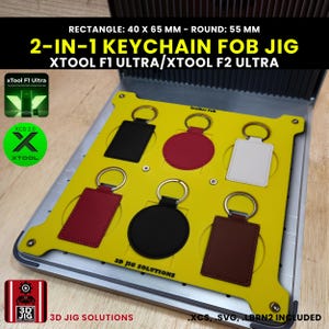 xTool F1 Ultra & F2 Ultra Leather Keychain Laser Engraving Jig: Round or Rectangle Fobs