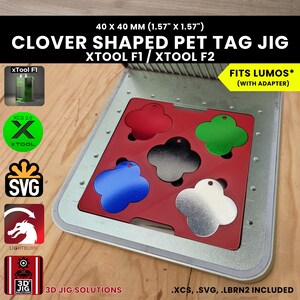 Plantilla de grabado láser para etiquetas de identificación de mascotas xTool F1 y F2 Clover: Dispositivo de alineación