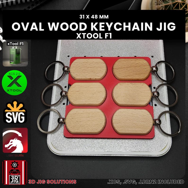 Xtool F1 & F2 Oval Keychain Laser Engraving Jig: Bamboo Rounded ...