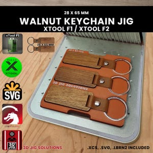 Plantilla de grabado láser para llaveros xTool F1 y F2: Madera rectangular de nogal o cerezo
