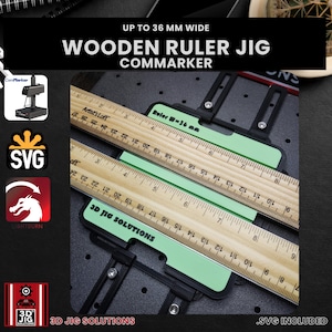 Plantilla de regla láser para madera ComMarker: accesorio de alineación impreso en 3D + archivos SVG