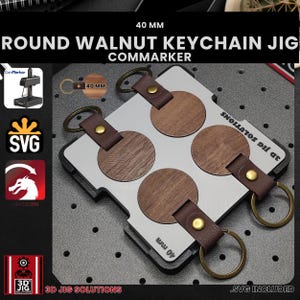 ComMarker Laser Jig | Round Walnut Keychain Laser Engraving Jig | Round Wood Keychains Alignment Fixture, Fiber Laser Template, SVG Files
