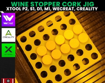 Wine Cork Laser Engraving Jig: Diode & CO2 Lasers, WeCreat, xTool, Creality