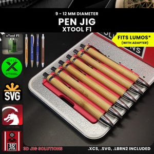 xTool F1 Laser Jig | Pen Laser Engraving Jig | Bamboo and other Laserable Pens Alignment Fixture, Fiber Laser Template, XCS Files