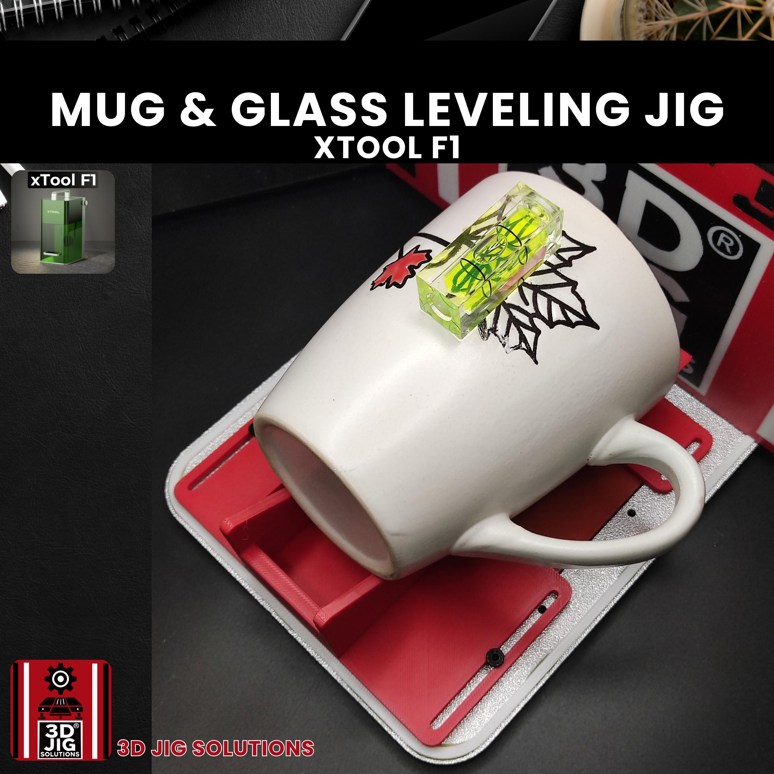 xTool F1 Mug and Glass Leveling Jig | Laser Engraving Alignment Tool for Drinkware, Cups, Glassware & Some Shot Glasses, Fiber Laser Fixture